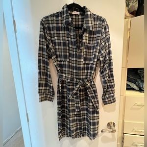 Pink lily - Navy Plaid shirt dress. Size medium